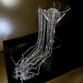 Silver long tassel rhinestone hair accessory with multi-strand crystal tassels and colored bijoux long style rhinestones