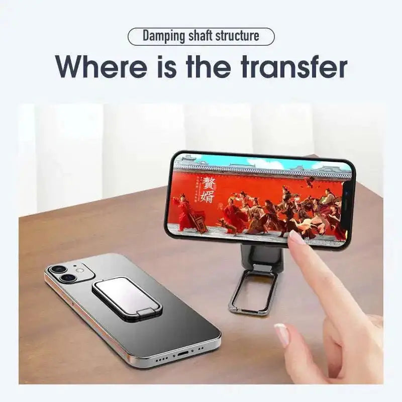Silver magnetic bracket mobile phone holder with a sleek minimalist design and damping shaft structure for stability
