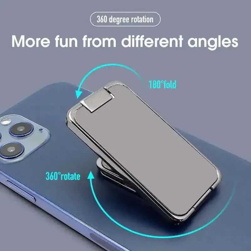 Silver magnetic bracket mobile phone holder with sleek minimalist design and silver metallic rounded edges