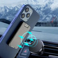 Silver magnetic bracket mobile phone holder with sleek minimalist design and foldable stand for secure car dashboard use