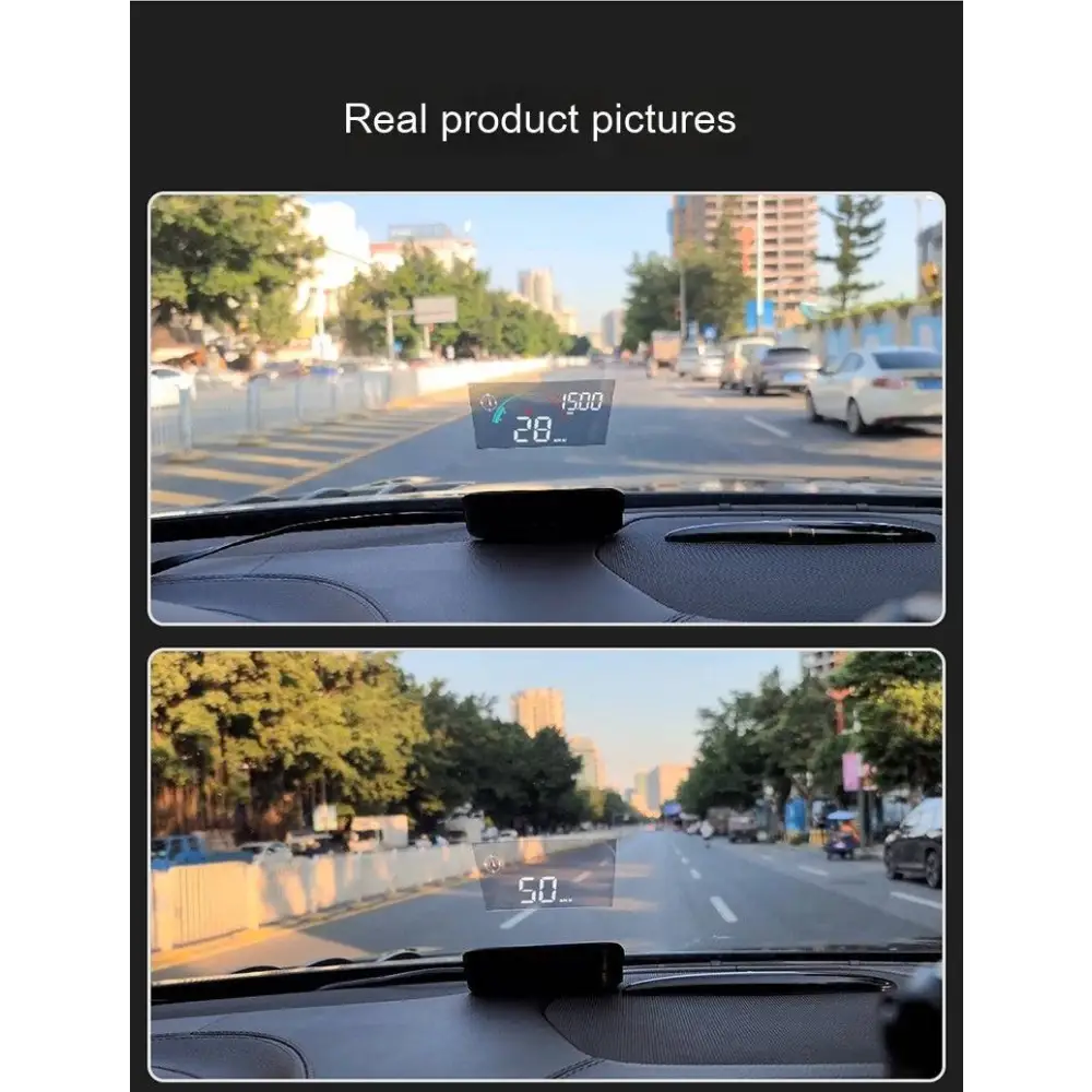 Black rectangular display car gps speed hd projector mounted on dashboard for silver metallic universal use