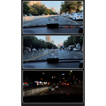 A sleek black digital display car gps universal speed hd projector mounted on a car dashboard for navigation