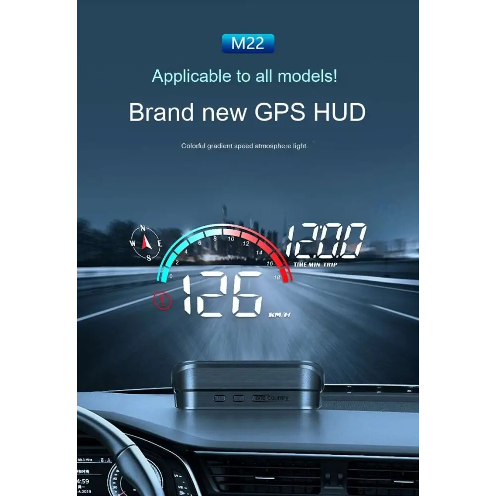 Black rectangular display car gps with sleek metallic design and subtle branding for gps universal speed hd projector use
