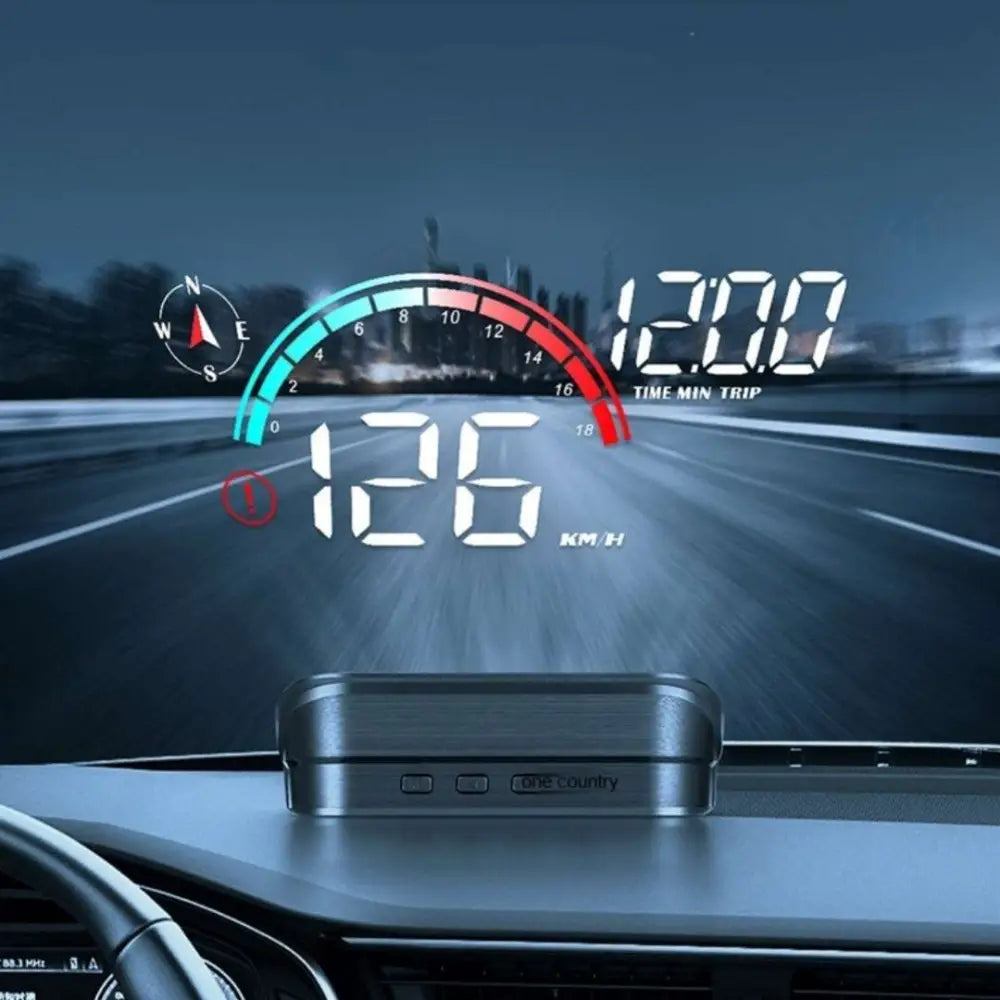 Silver metallic display car gps with a brushed finish rectangular speed hd projector featuring two small front buttons