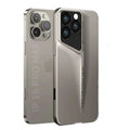 Silver metallic heat dissipation iphone mobile case with sleek transparent design and black camera module housing back side