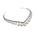 Silver rhinestone and wedding crown alloy headband with sparkling rhinestones and lustrous white pearls for bridal wear