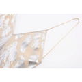 A shimmering silver beige metal foil printed underwear dress top with delicate thin straps and metallic fabric