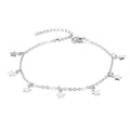Silver star fashion anklet jewelry featuring a delicate silver chain and secure lobster clasp charm anklet design