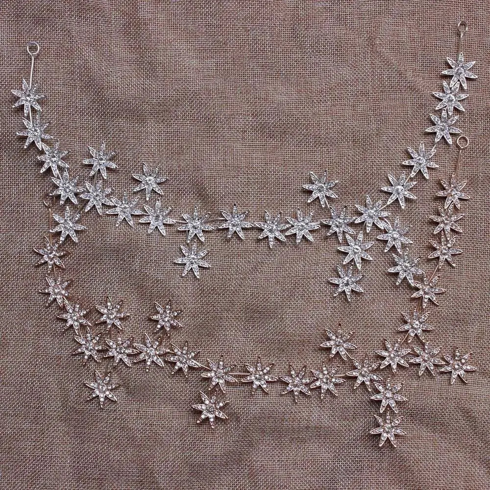 Silver star rhinestone starry hair band delicate silver star-shaped headpiece with sparkling rhinestones for elegant hair