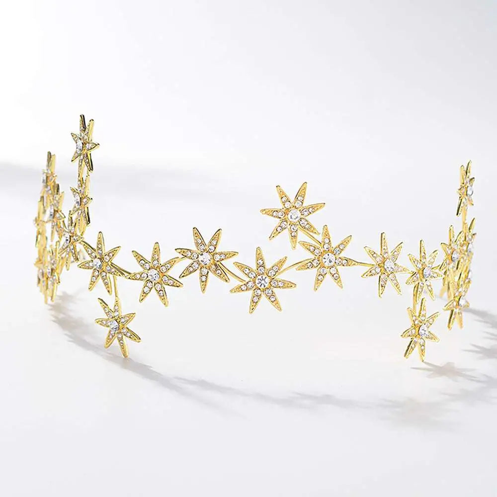 Silver star rhinestone starry hair band featuring a sparkling silver star adorned with clear crystals for elegant hair styling
