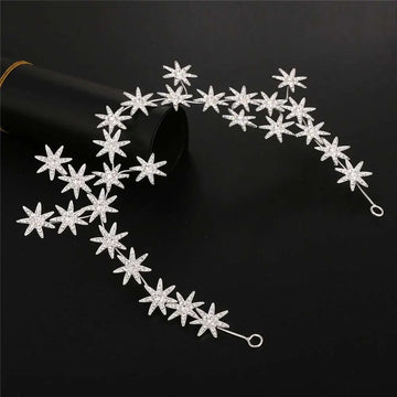 Silver star rhinestone starry hair band featuring a sparkling silver star adorned with clear crystals for elegant hair styling