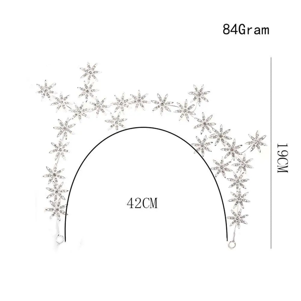 Silver star rhinestone starry hair band featuring an elegant sparkling headpiece with star patterns arching across the head
