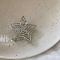 Silver star y2g star hairpin with layered design and clear rhinestones for hot girl y2g style
