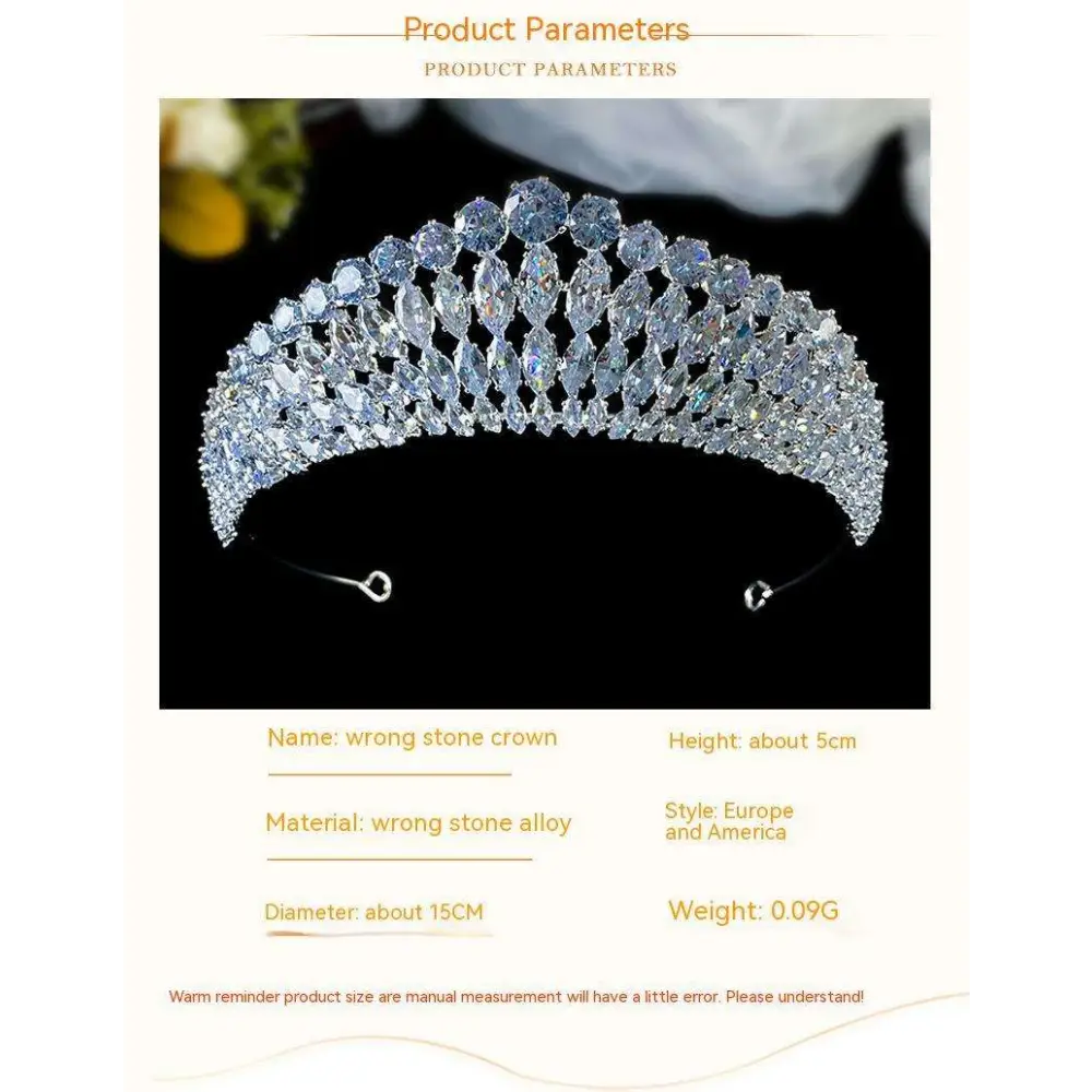 A silver super flash zircon crown tiara sparkling with clear faceted crystals in an elegant arching pattern