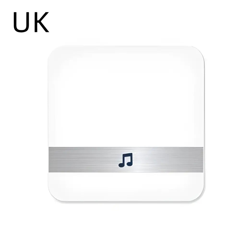 White rectangular silver video doorbell smart wireless wifi security camera with black musical note on silver band