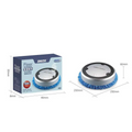 Silver white intelligent automatic sweeping robot with a silver and black body and blue microfiber cleaning pad