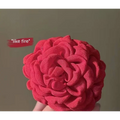 Simple graceful barrettes featuring vibrant red fabric rose hair with layered ruffled petals and soft textured material