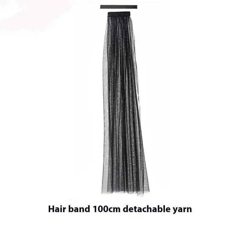 Black sheer mesh skeleton head sheep horn hair hoop with detachable 100cm yarn and roses accessory