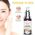 Glo vous derm skin luxury anti-aging neck cream in a silver and purple pump bottle with regenerating serum