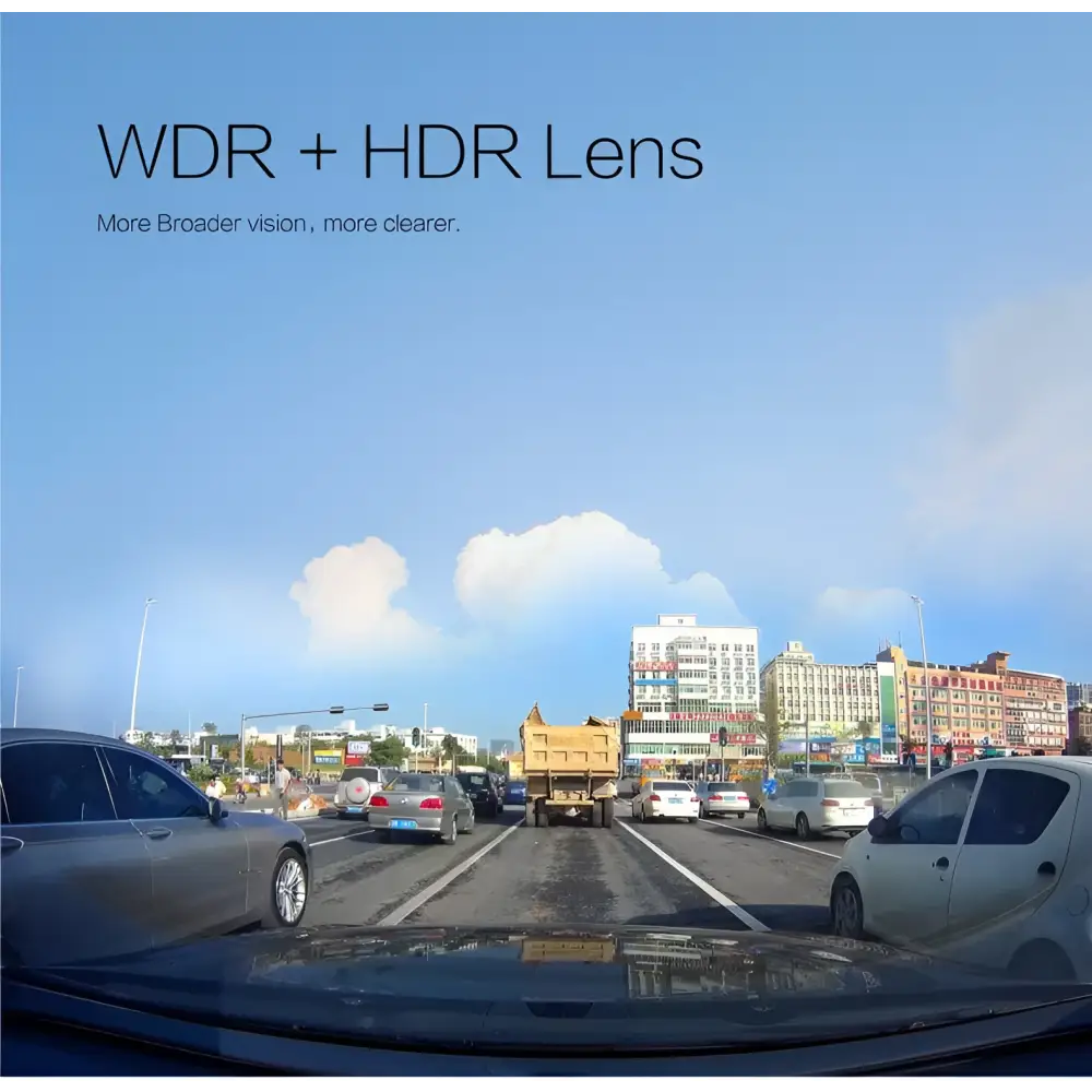 Sleek dash cam night vision FHD1080P with WDR and HDR lens technology for clear night vision recording