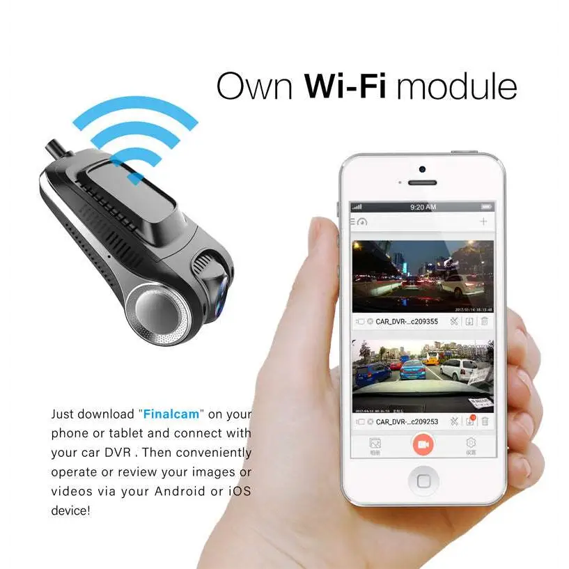 Black and silver sleek dash cam with wi-fi module for night vision recording in fhd1080p cam night vision model
