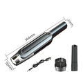 Sleek gray and black cordless handheld vacuum with short suction head and detachable brush for portable cleaning
