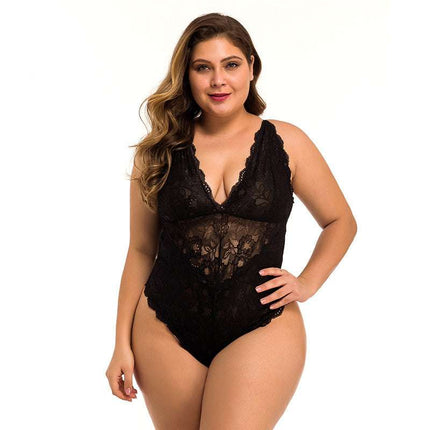 Sleeveless Halter Plus Size Lace Bodysuit Ladies - Royalessencelux