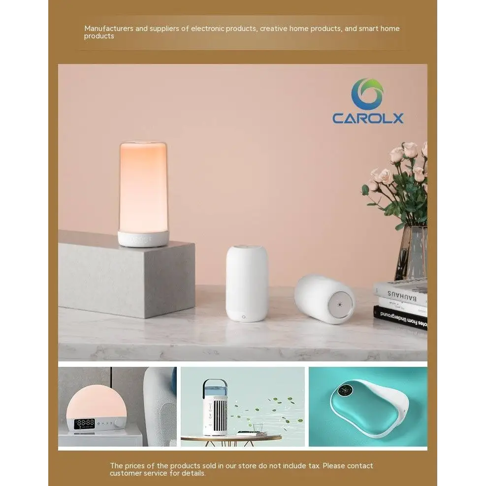 A sleek white feet tower heater with a warm orange glow and digital display designed as a small air conditioner
