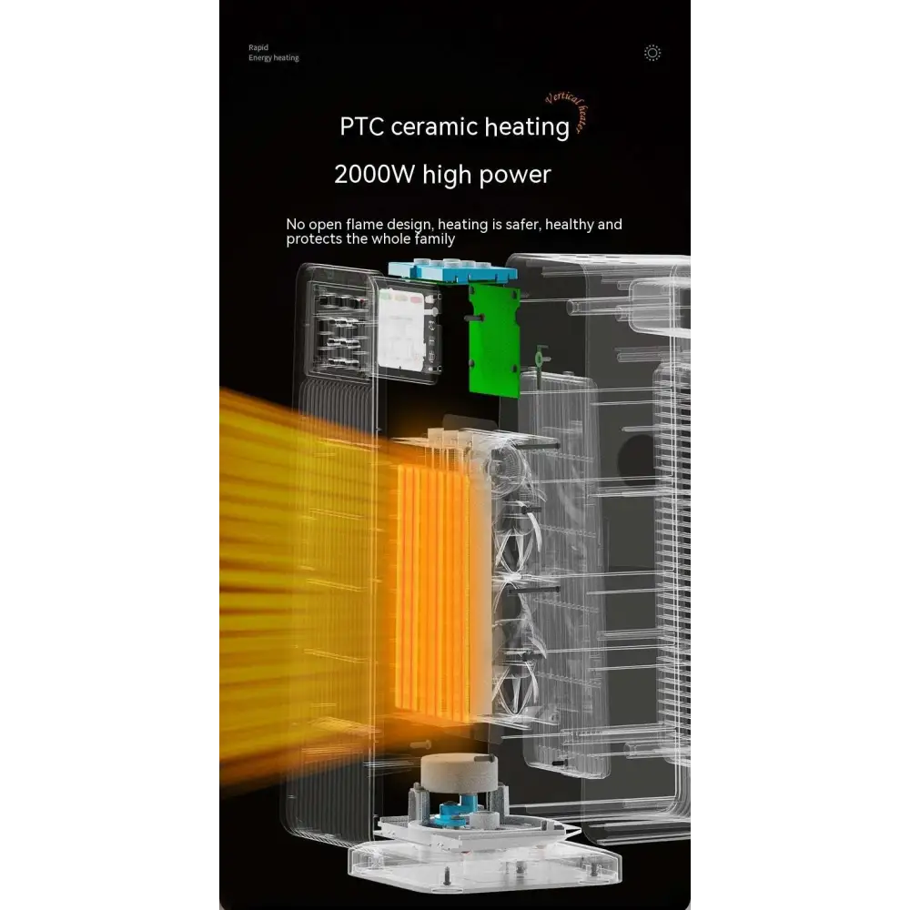 Small air conditioner warm feet tower heater with 2000w ptc ceramic heater digital display and no open flame design