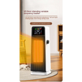 White and black h3 feet tower heater with digital display showing 25°c small air conditioner for warm feet
