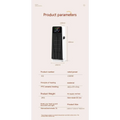 White and black feet tower heater with digital display 26.1 and vertical slats small air conditioner h3 model 1500w