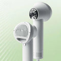 White smart 2-in-1 pet hair dryer with digital display 45°c and dual-function brush and drying head