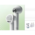 White smart 2-in-1 pet hair dryer with a circular digital display and mesh grille on the nozzle for efficient drying
