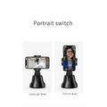 Black smartphone tripod with adjustable clamp for portrait and landscape modes smart ai gimbal live video tracking apai genie