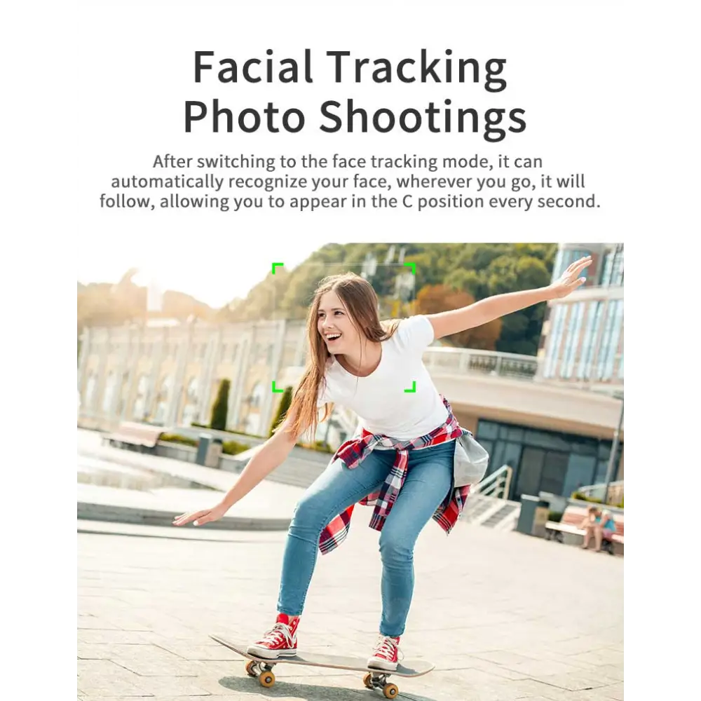Smart ai gimbal for mobile phone live video tracking with a white t-shirt and red black plaid shirt tied around waist