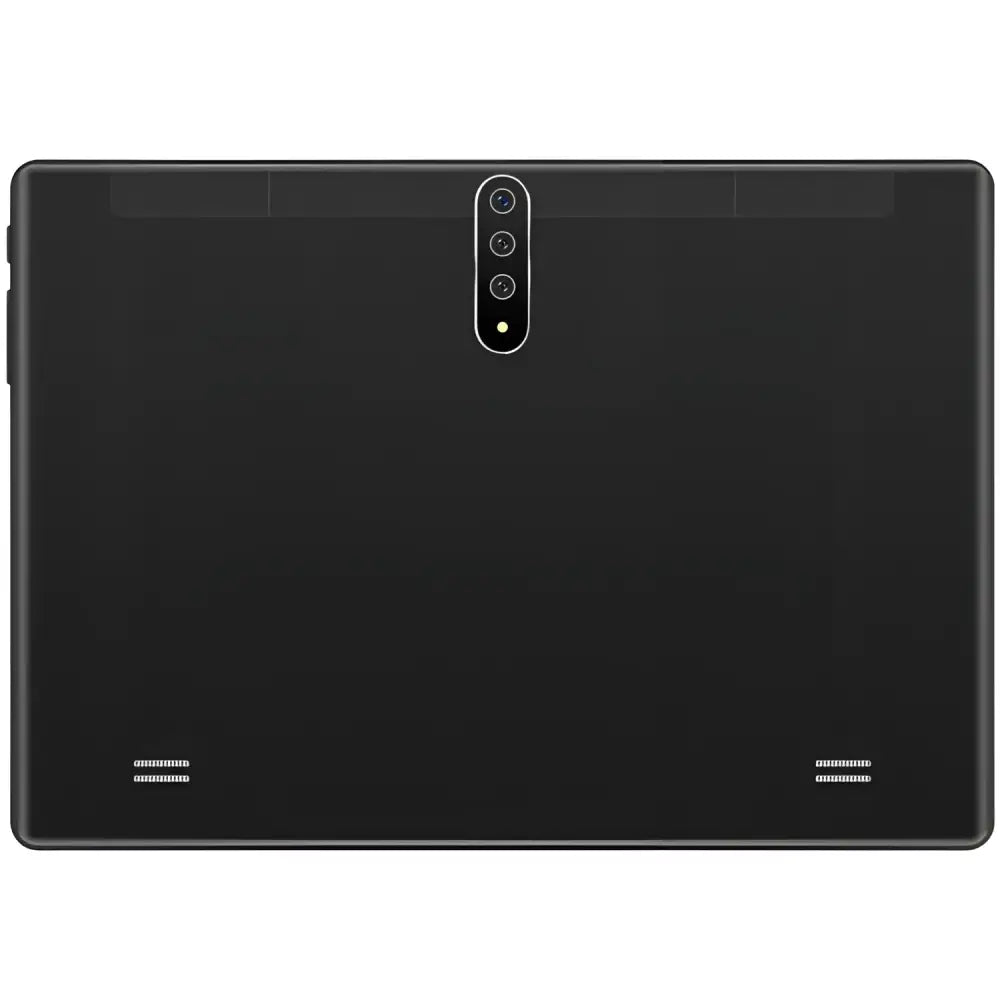 Black smart android entertainment 3g calling tablet pc back showing vertical camera module and speaker grilles