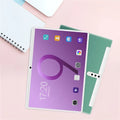 White-framed smart android entertainment tablet pc with purple gradient screen and vertical camera module displaying 17:20