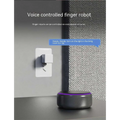 Black cylindrical smart bluetooth finger robot with glowing purple ring and voice control applications