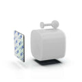 White cube-shaped smart bluetooth finger robot sensor with rounded top handle and black adhesive backing for voice control applications