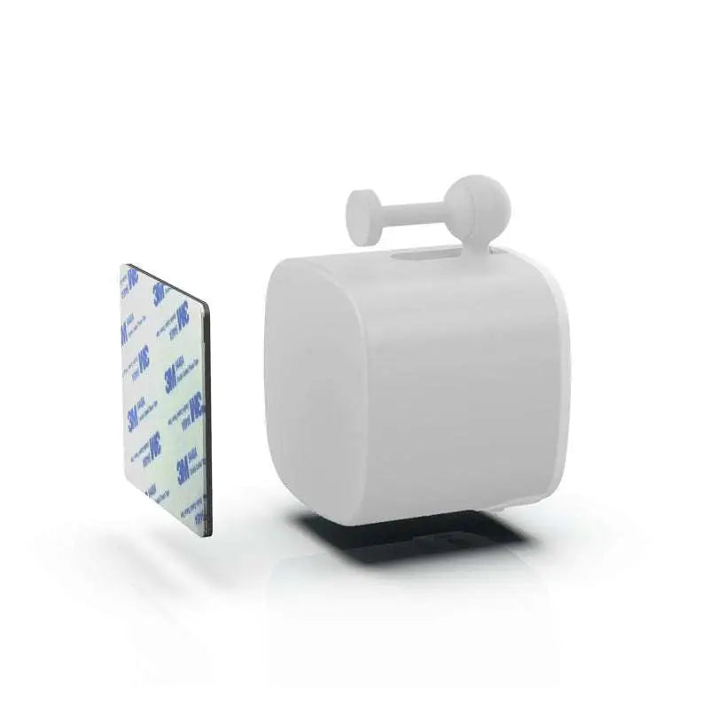 White cube-shaped smart bluetooth finger robot sensor with rounded top handle and black adhesive backing for voice control applications
