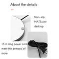 White circular non-slip smart coffee mug warmer with metallic rim and central button featuring three temperature settings