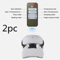 White and black ergonomic smart electric pulse neck massage relief tool with remote control featuring massage modes