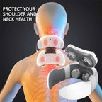 White and gray ergonomic neck and shoulder massager with circular heads smart electric pulse neck massage relief tool