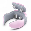 Pink and gray smart electric pulse neck massage relief tool with four circular massage heads for pulse neck massage