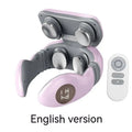Smart electric pulse pink and gray neck massage relief tool with four silver massage heads for pulse neck massage therapy