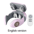 Smart electric pulse pink and gray neck massage relief tool with four silver massage heads for pulse neck massage therapy