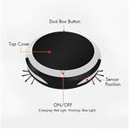 Black and white circular home sweeping robot with brush rolls for efficient home sweeping and modern design