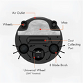 Black circular home sweeping robot with brush rolls and textured mop head for efficient home sweeping