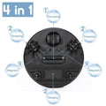 Black smart home sweeping robot with dual brush rolls and magnetic side attachments for efficient home sweeping