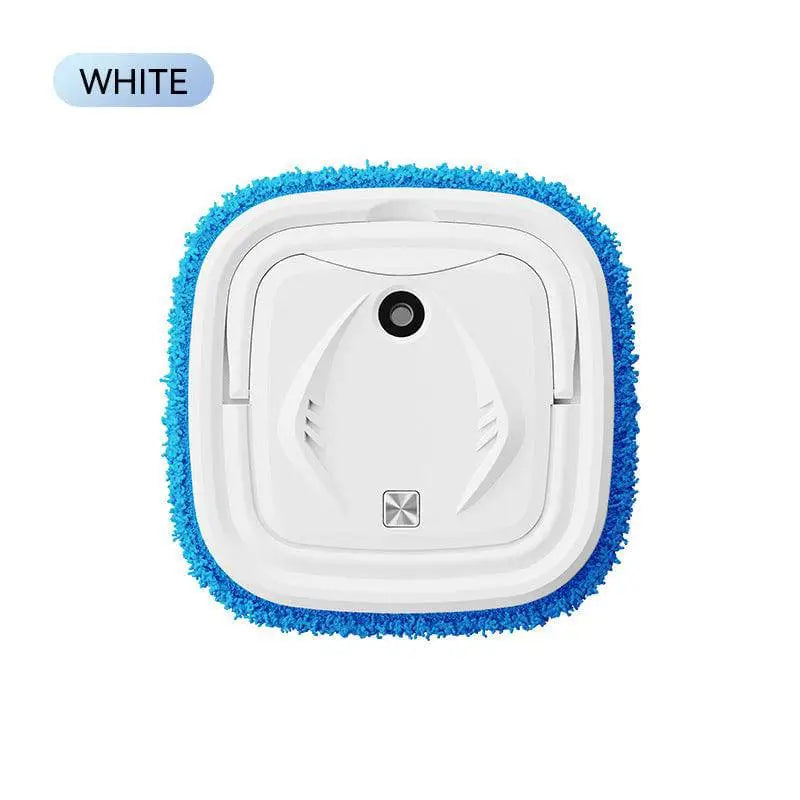 White robotic window cleaner with blue microfiber edge and central camera lens for humidifier mopping machine use